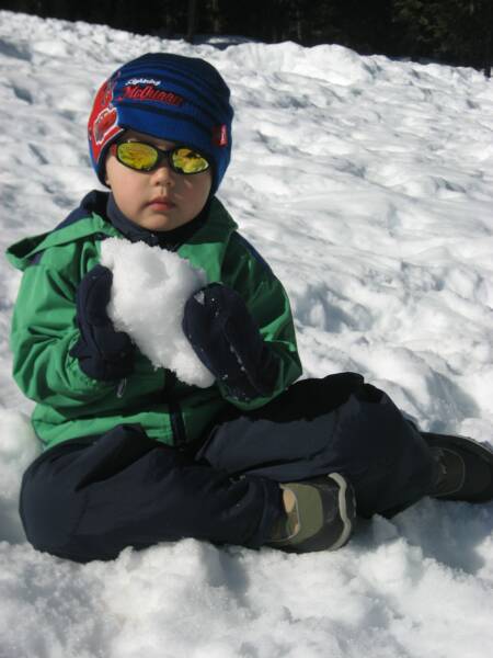 at the snow park - first time in lots of snow !  feb 2008